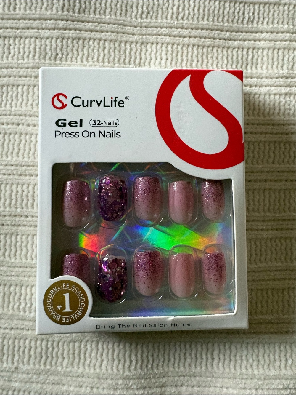 Curvlife Pink Sparkle Gel Press On Nails - 32 Pack
